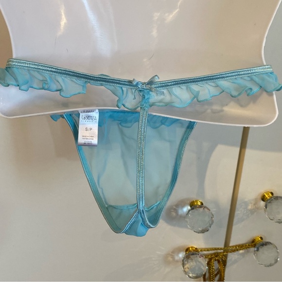 La Senza 2 Piece Baby Blue Sheer Chemise Sleep Shirt Cami Set Size S NWT - Picture 12 of 16